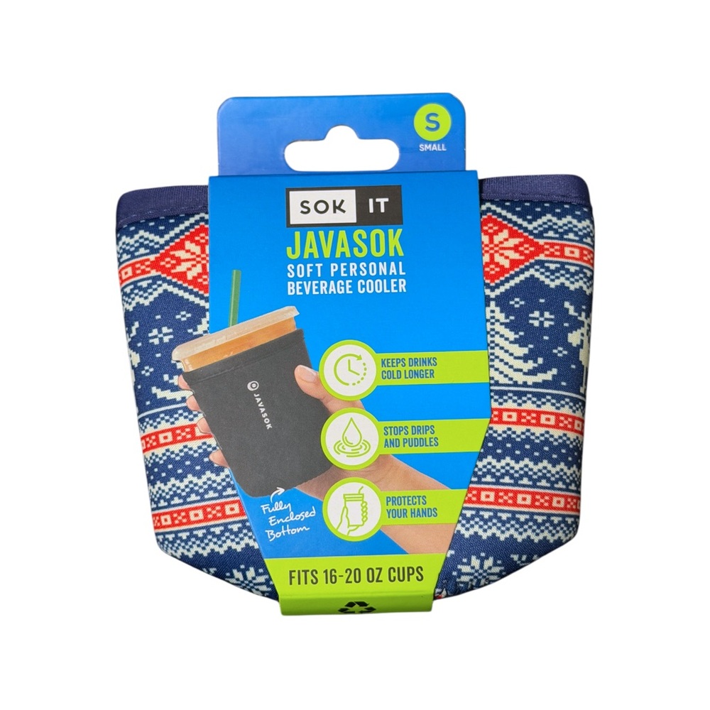 Sok It Javasok Cold Cup Sleeve – Sweater Weather Print – Size Small (16–20 oz)